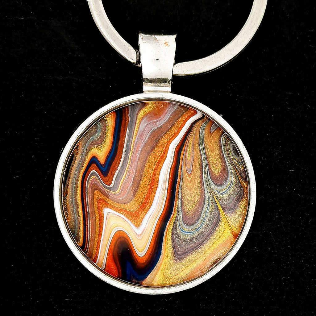 Glass Cabochon Keychain - Warm Earth and Gold - Image 2