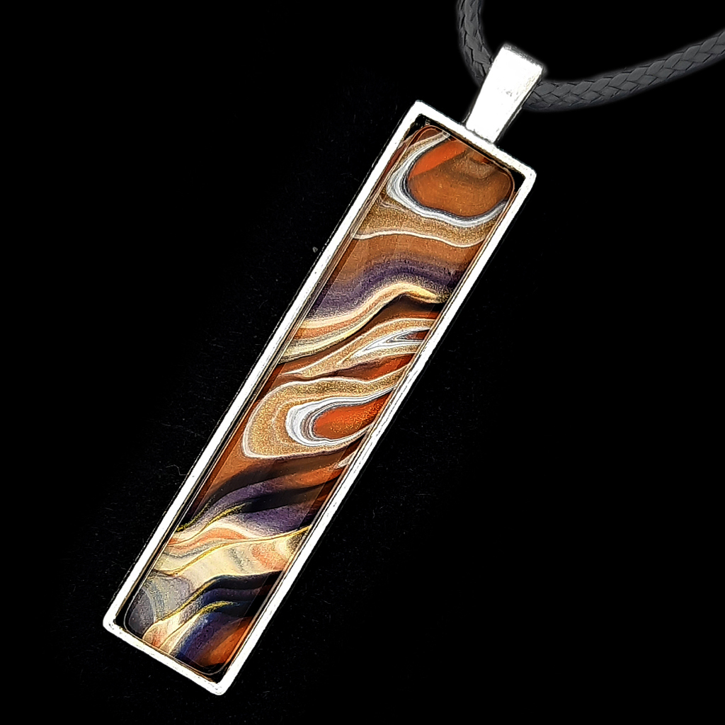 Oblong Cabochon Necklace - Brown Gold and Black - Image 2