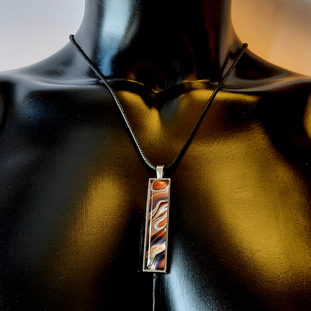Oblong Cabochon Necklace - Brown Gold and Black - Image 3