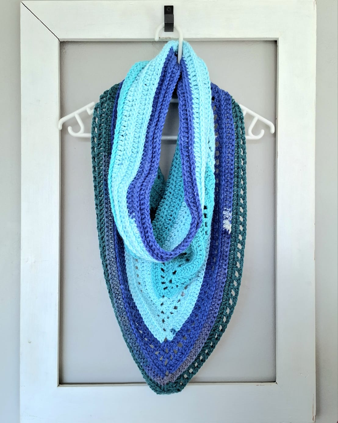 Crochet Triangle Cowl Scarf - Blue Aurora - Image 2