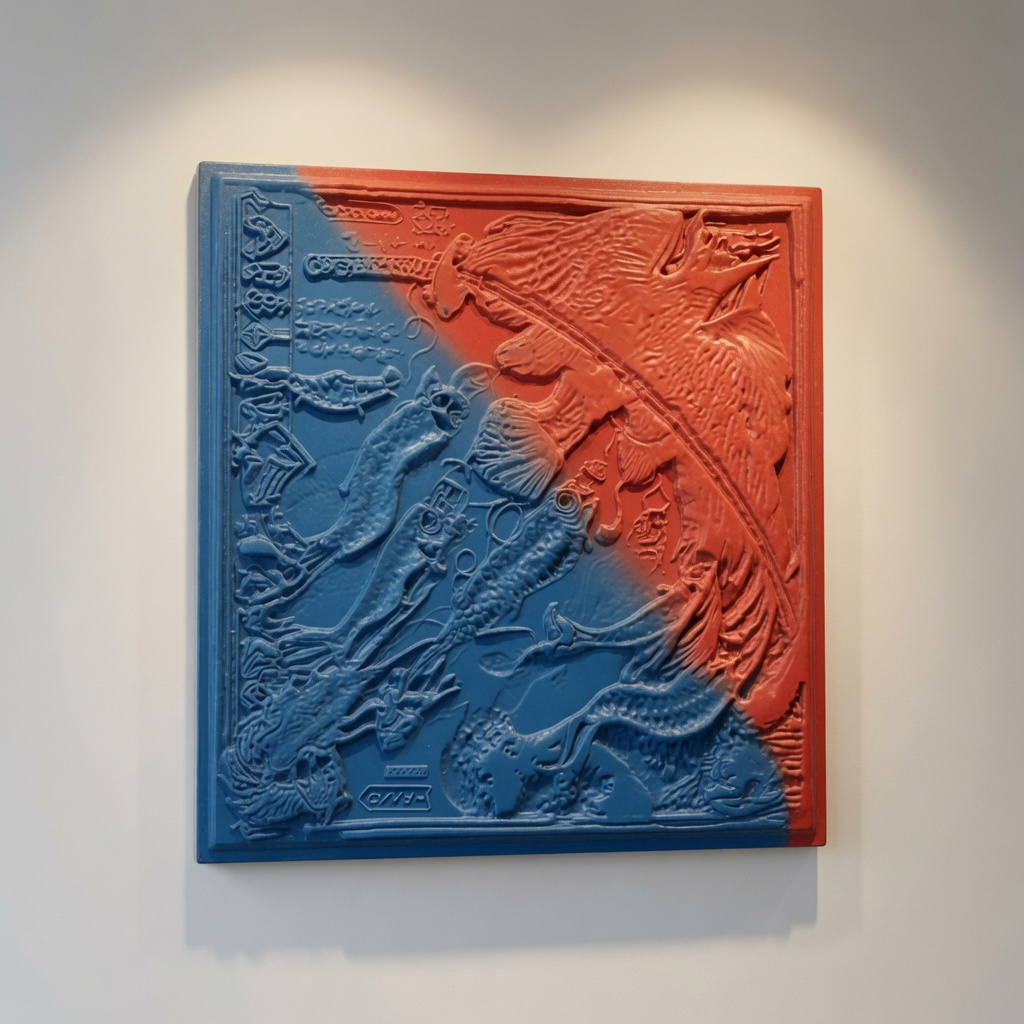 Chinese Fish Motif Concrete Mural - Image 2