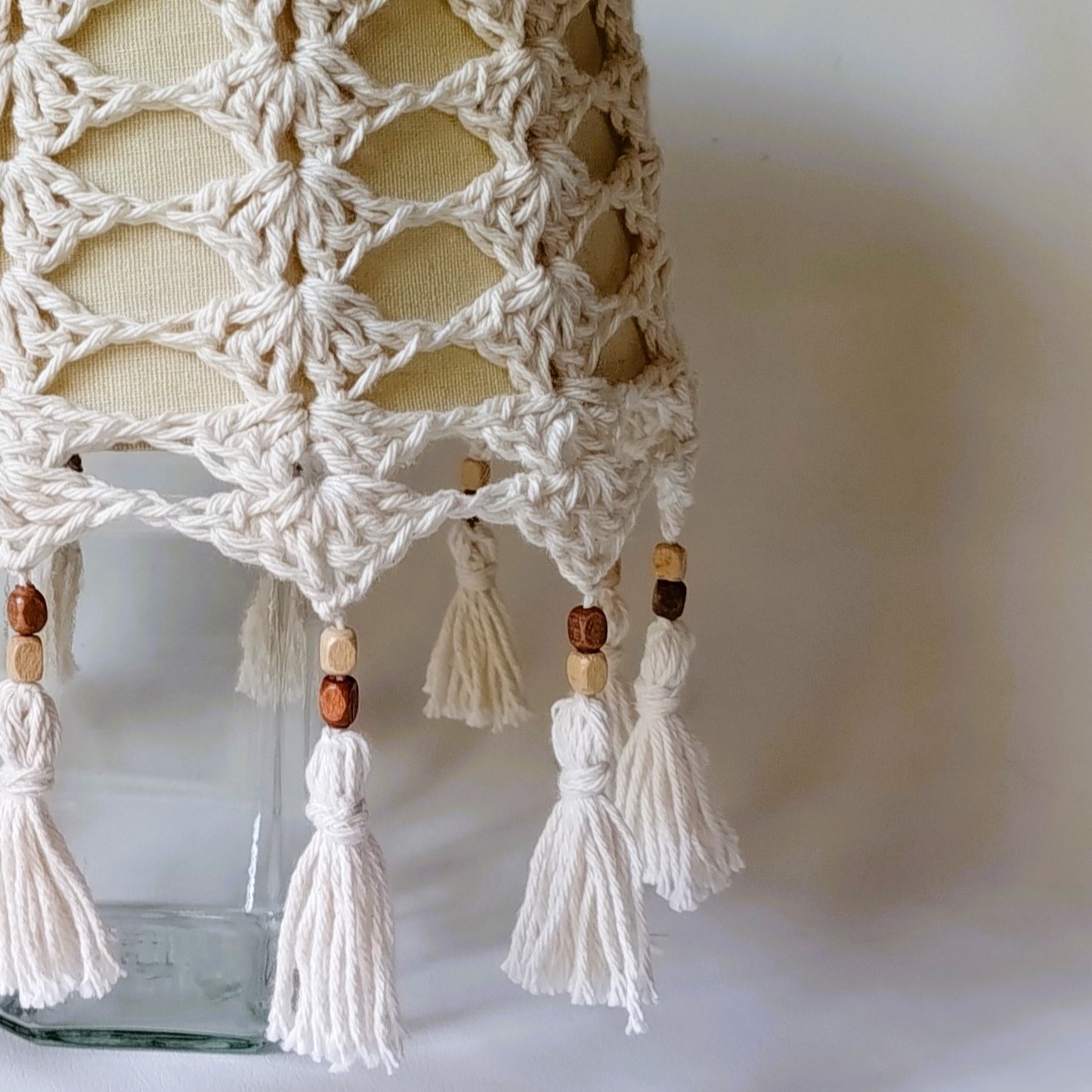 Handmade Crochet Lampshade with Tassels - Image 2