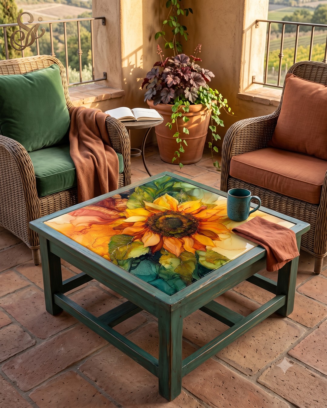 Ink Textured Sunflowers Fibre Decoupage Sheets I - Image 2