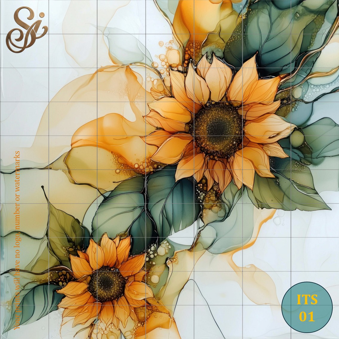 Ink Textured Sunflowers Fibre Decoupage Sheets I - Image 4