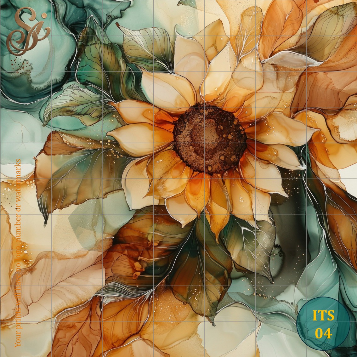Ink Textured Sunflowers Fibre Decoupage Sheets I - Image 7