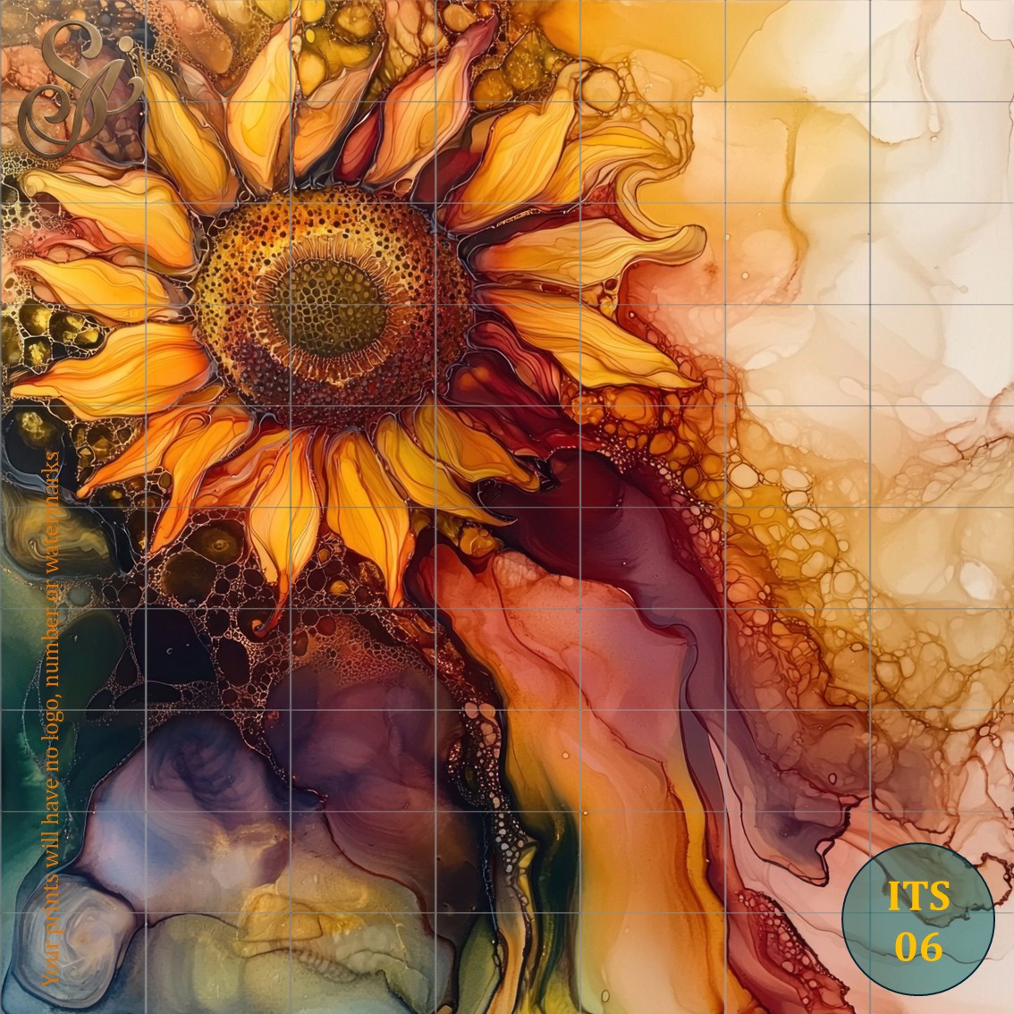 Ink Textured Sunflowers Fibre Decoupage Sheets I - Image 9