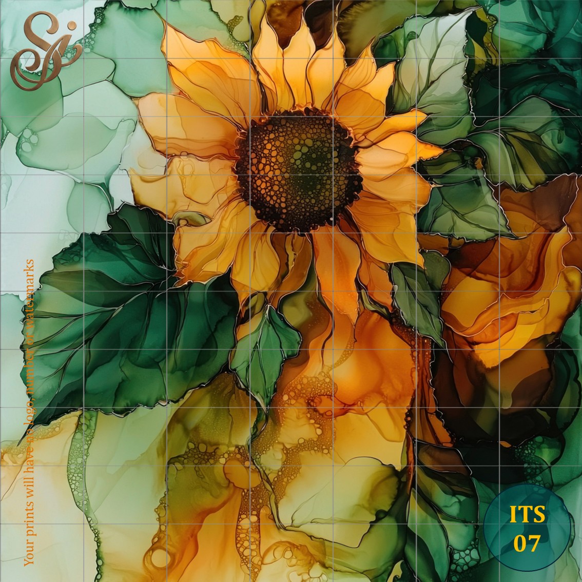 Ink Textured Sunflowers Fibre Decoupage Sheets I - Image 10