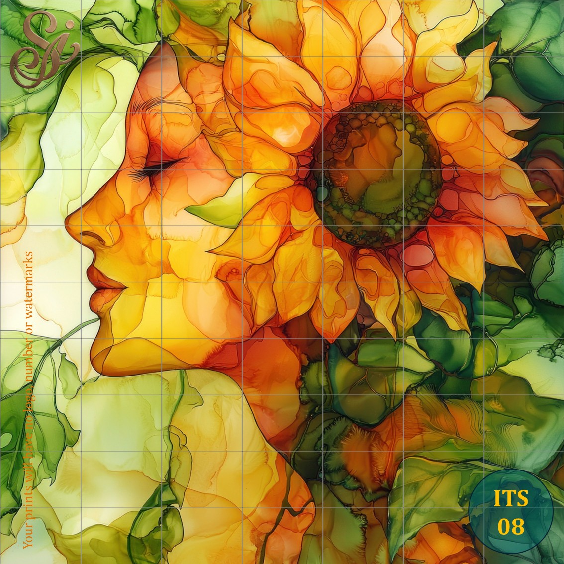 Ink Textured Sunflowers Fibre Decoupage Sheets I - Image 11