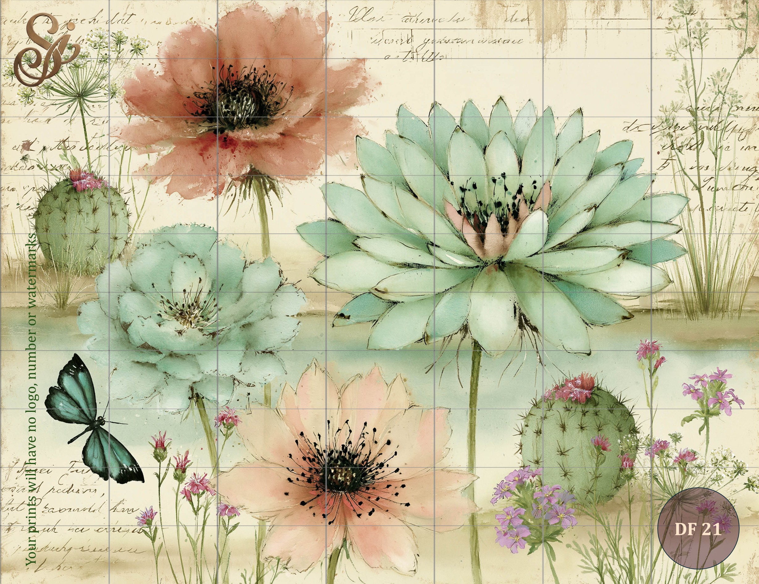Desert Florals Fibre Decoupage Sheets III - Image 4