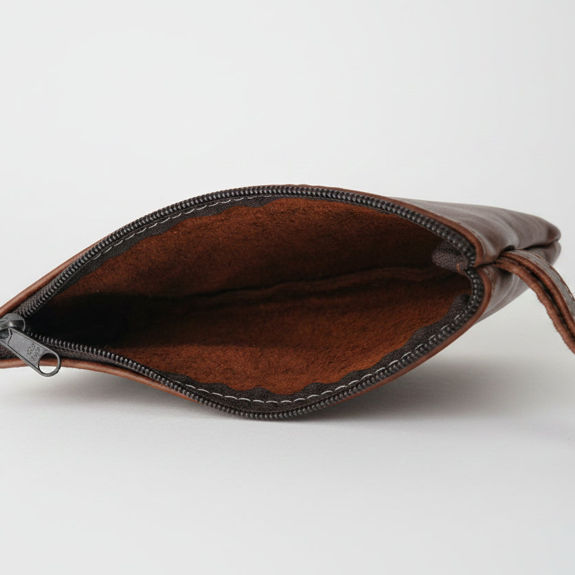 Brown Leather Make up Bag with Luxury Hand Cream - Image 2
