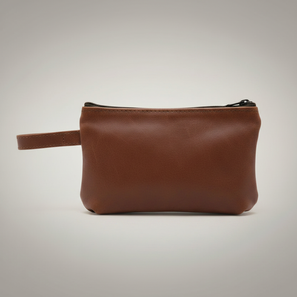 Brown Leather Make up Bag with Luxury Hand Cream - Image 3