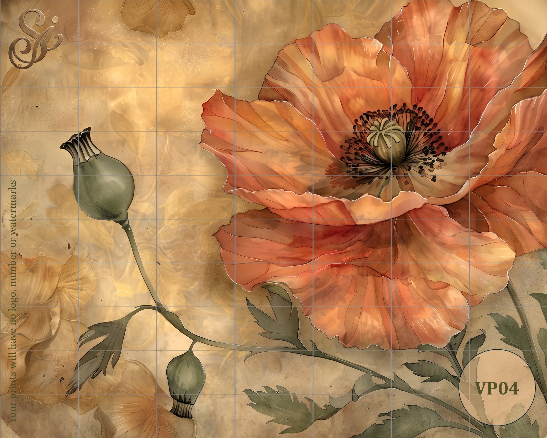 Vintage Poppies Fibre Decoupage Sheets I - Image 9