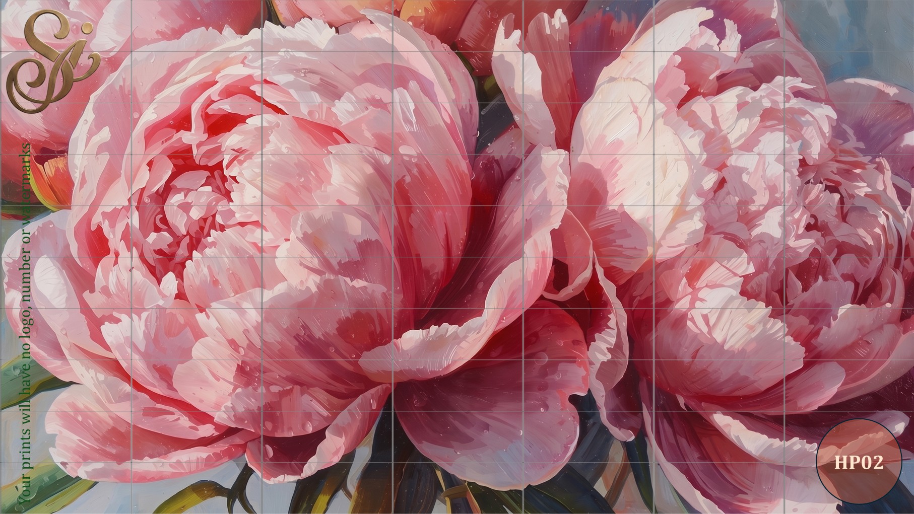 Hand-Painted Peonies Fibre Decoupage Sheets - Image 5