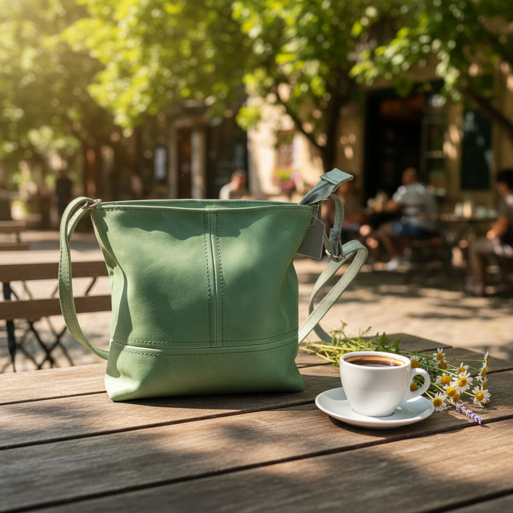 Green Leather Sling Bag - Image 5