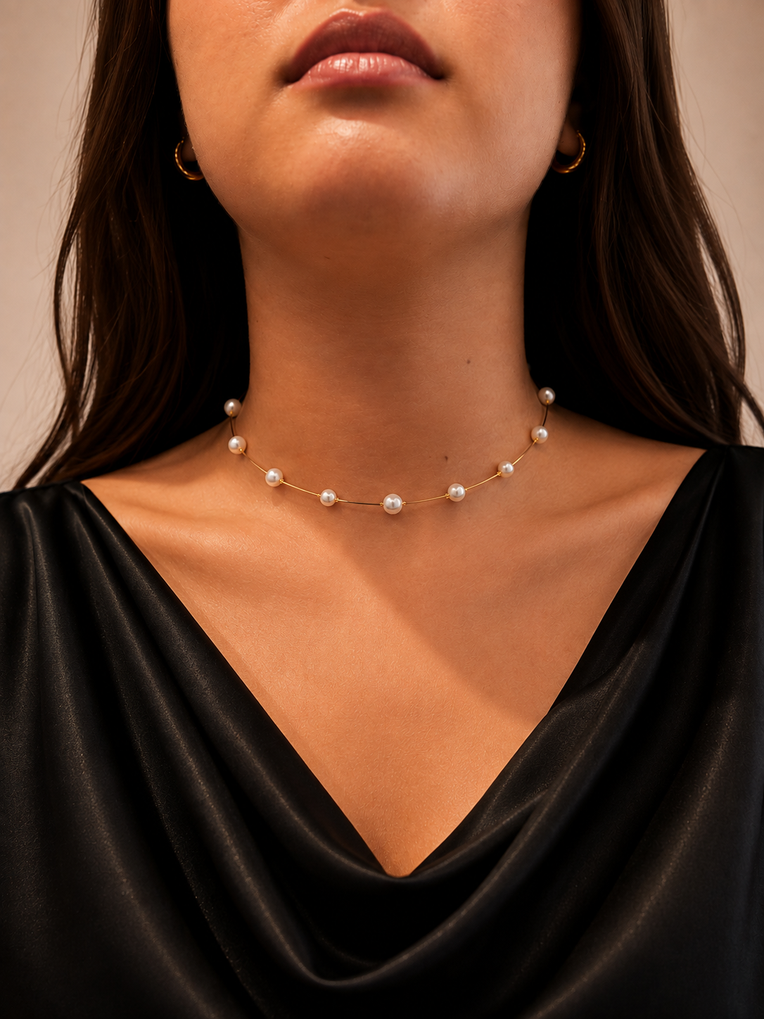Willow Halo freshwater pearl choker displayed as an elegant jewellery piece