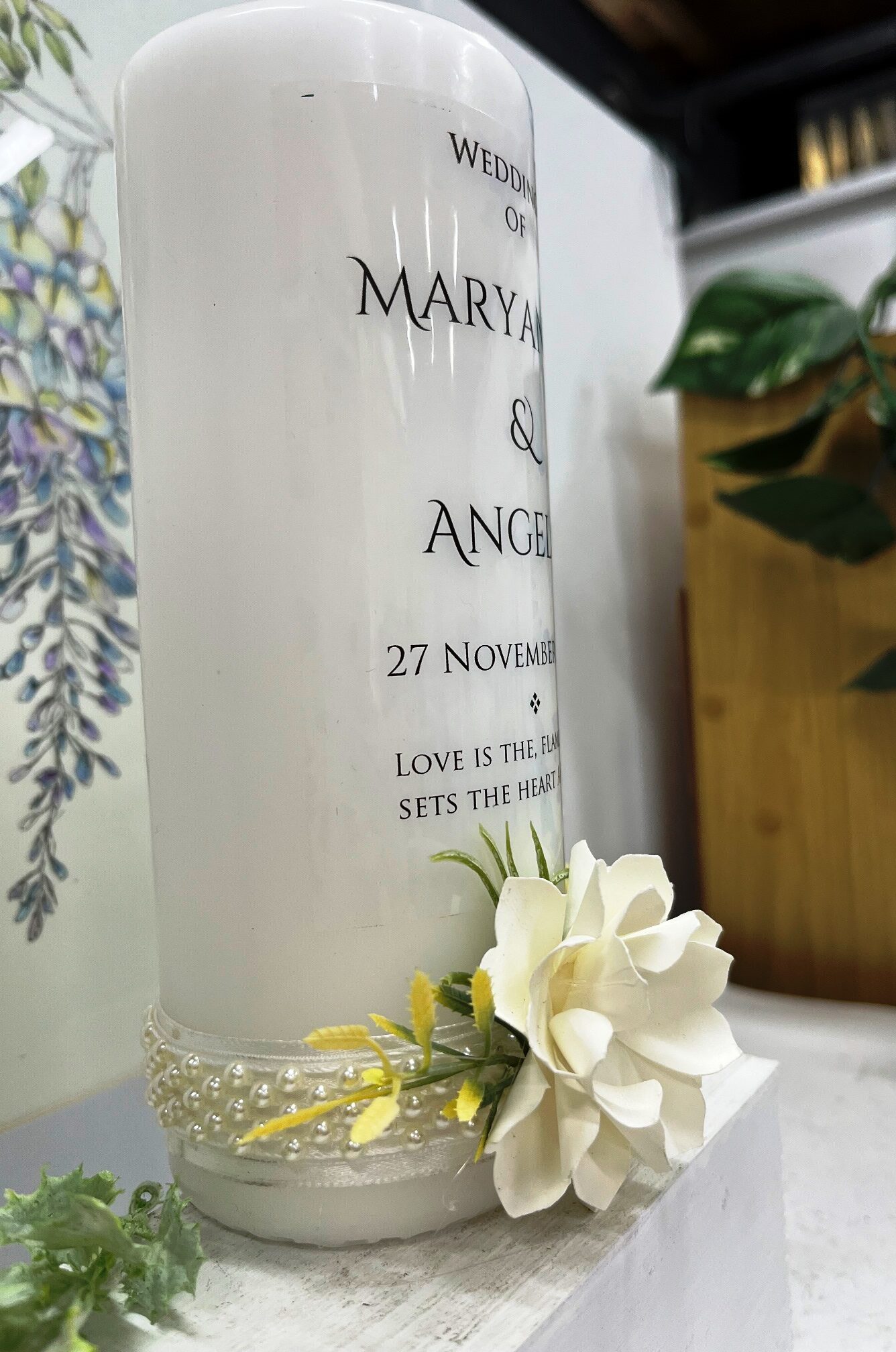 Wedding Candle - Flower Design - Image 2