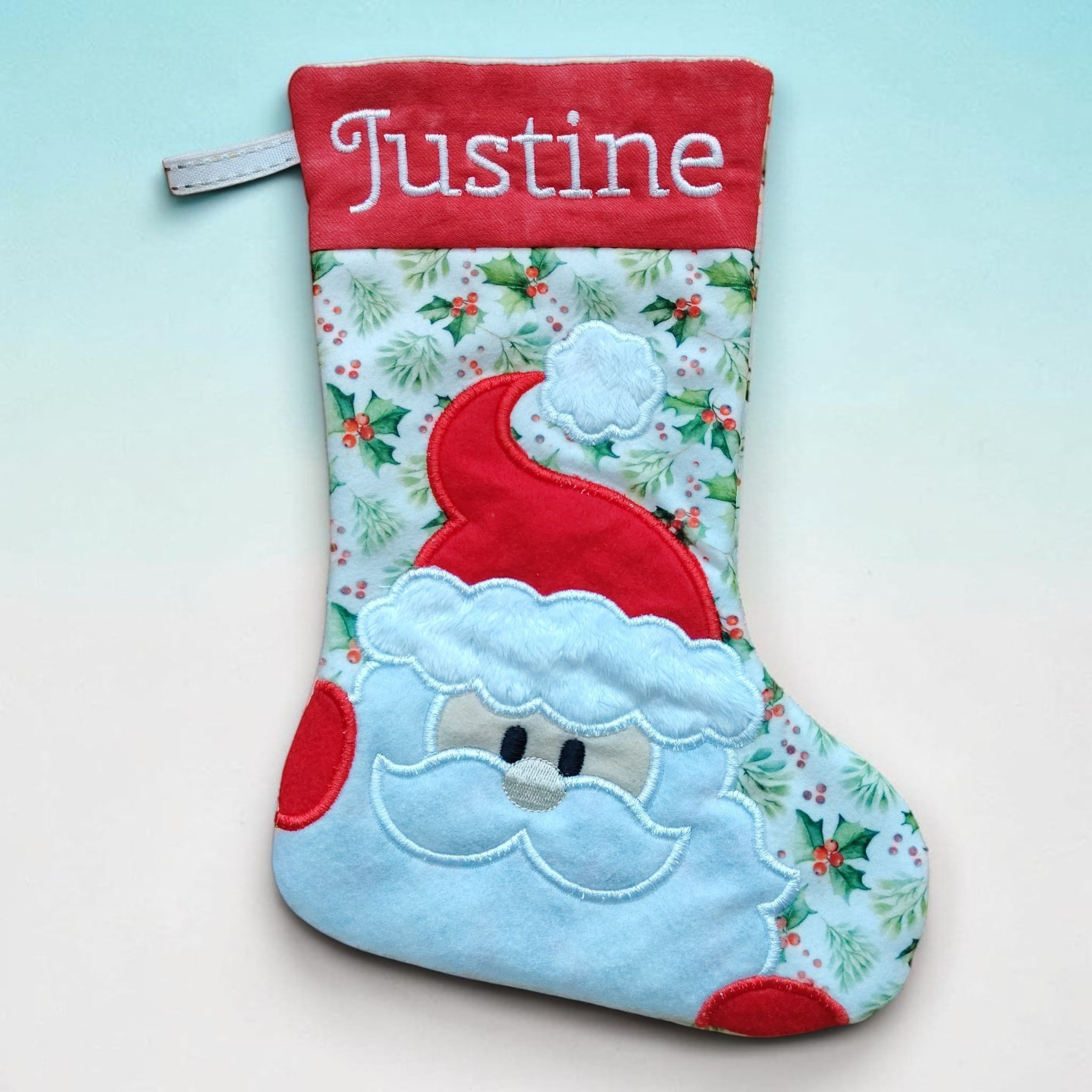 Personalised Peeking Santa Christmas Stocking - Image 2