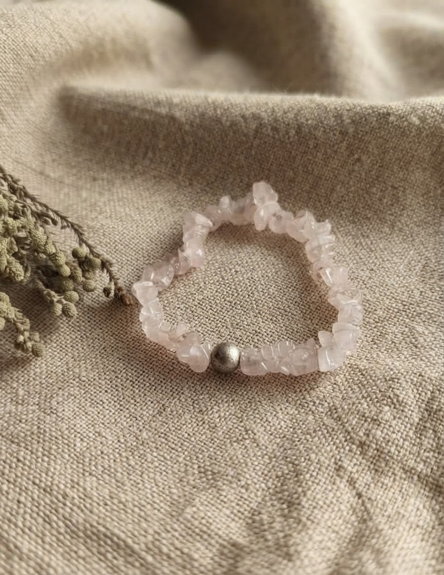Sterling Silver and Rose Quartz Bracelet - Image 2