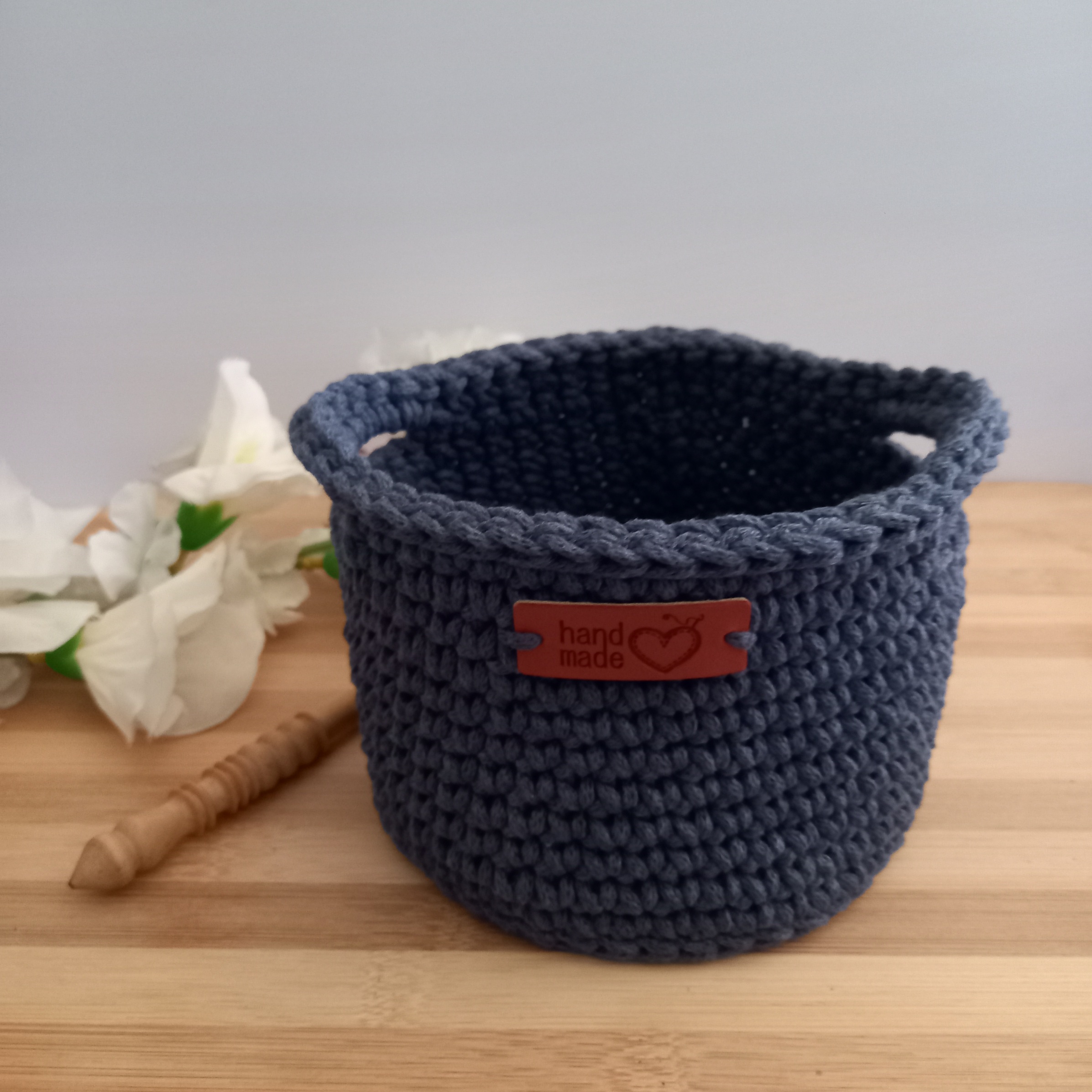 Small Macrame Eco Basket with Handles - Image 2