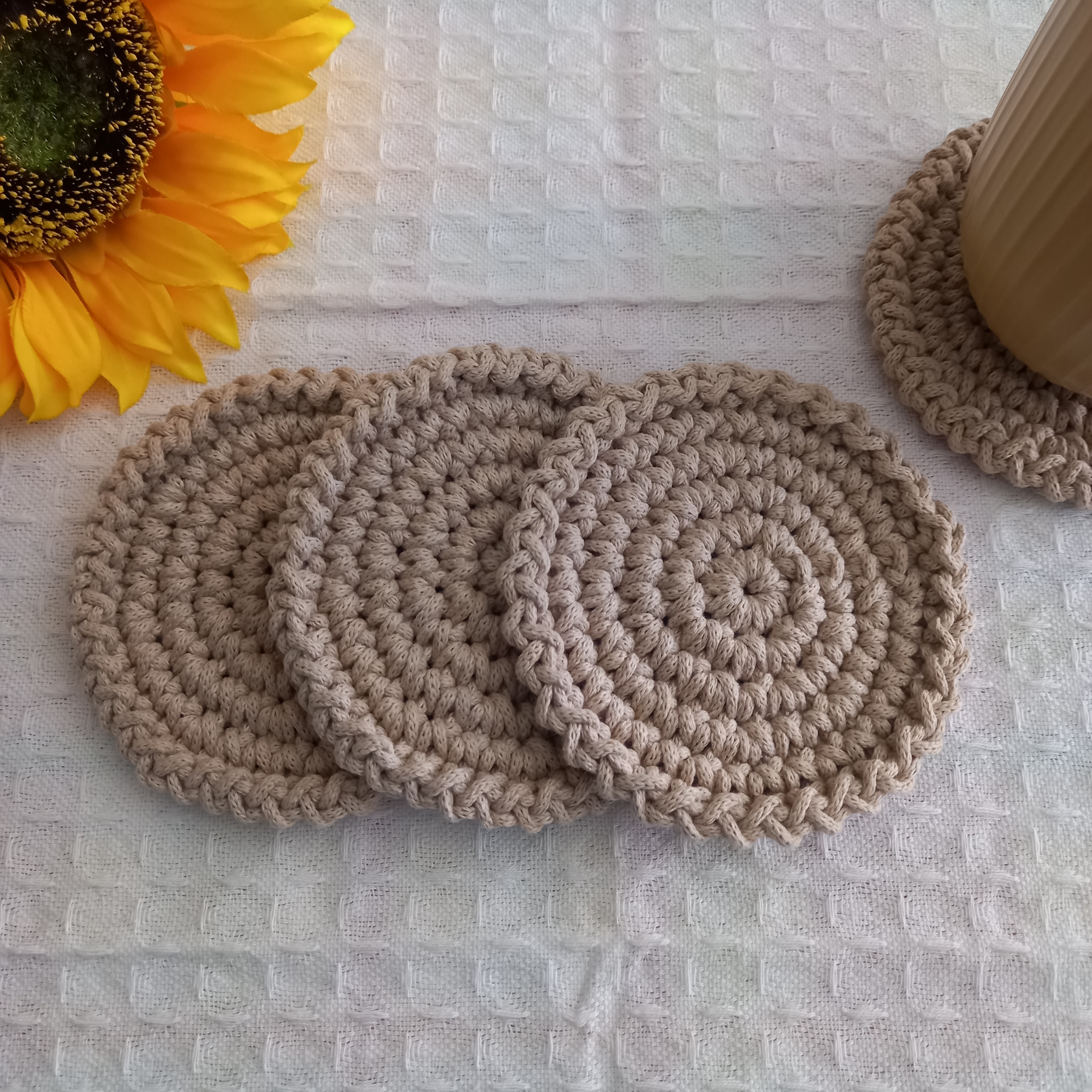 Macrame Eco Coasters Set - 4 pcs - Image 4