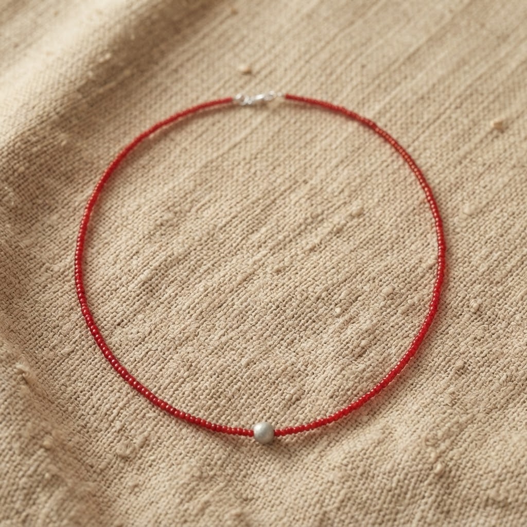 Sterling Silver and Red Bead Chocker Sunset - Image 2