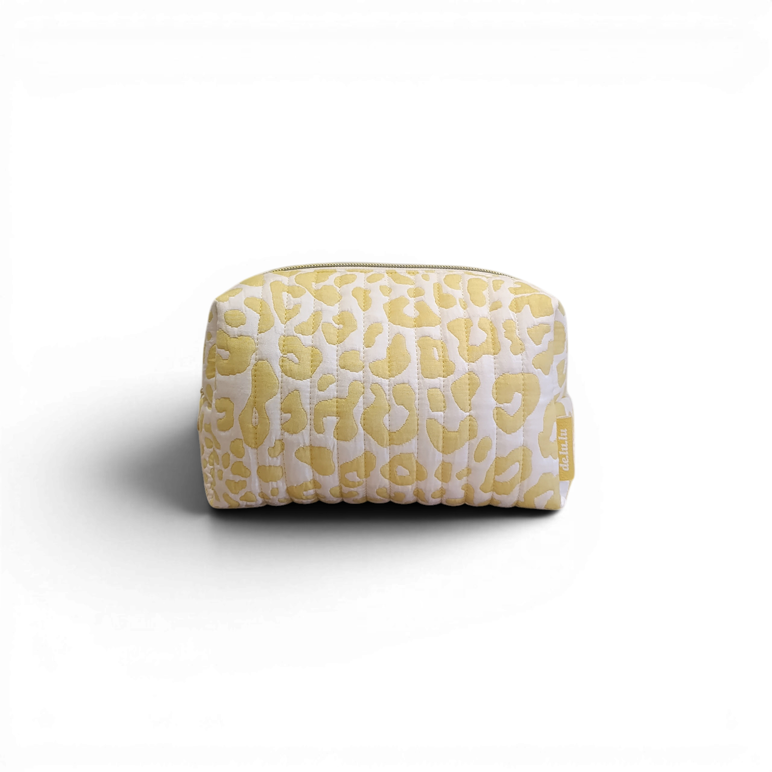 front_view_of_the_delulu_yellow_and_white_Leopard_quilted_boxy_bag