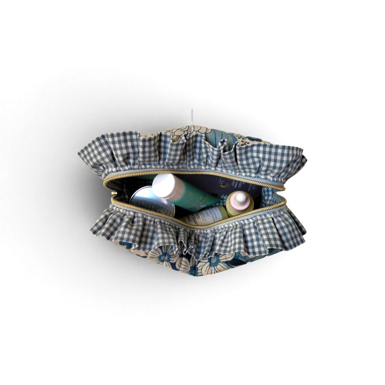 Boxy Bag - Blue Nostalgia Floral with Blue Gingham Frill - Image 5