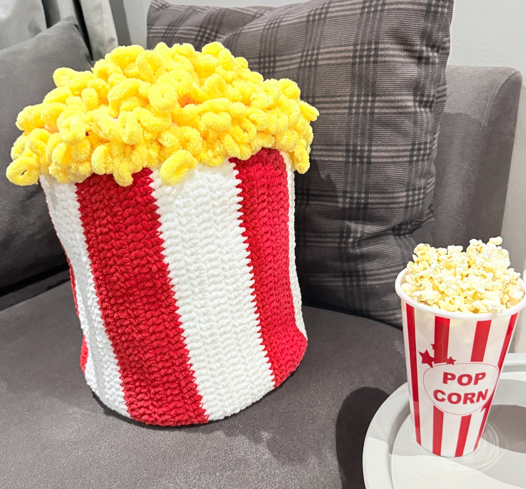 tv blanket as a popcorn bucket